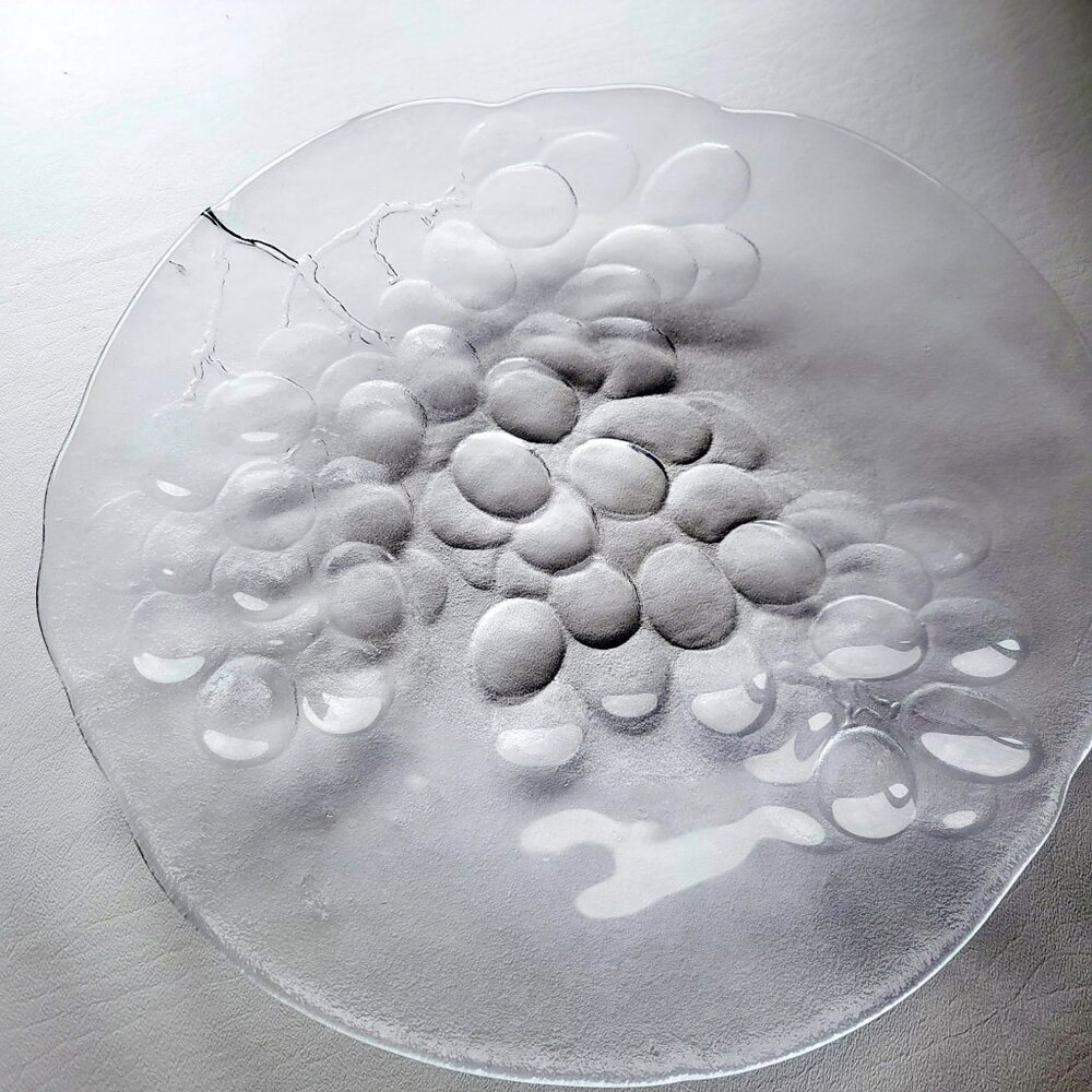 Kosta Boda Grape Large SHALLOW Centerpiece Bowl 13" Textured Glass Sweden Made - Picture 3 of 9